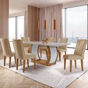 Ver imagem 2 de Sala de Jantar Milena Mdf com Vidro Canto Reto 6 Cadeiras Rufato