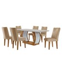 Ver imagem 1 de Sala de Jantar Milena Mdf com Vidro Canto Reto 6 Cadeiras Rufato