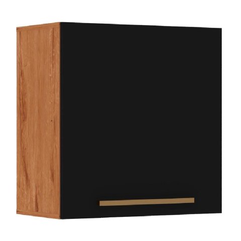 Armário Aéreo De Cozinha 1 Porta 0,59M Natura / Preto Preto