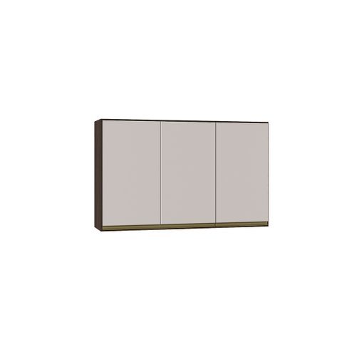 Armário Aéreo Begônia 1.20m 3 Portas Cozinha Chocolate/ Off White