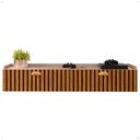 Ver imagem 4 de Rack Suspenso 1.20 Home Tv 42" Bancada Flutuante 2 Porta Puxador Concha Sala Quarto Fendi/ripado