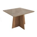 Ver imagem 1 de Mesa de Sala Jantar Lótus + Tampo Madeirado C/ Vidro 105x105m Freijo/bronze - Kappesberg