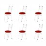 Kit 6 Cadeira Redonda Para Mesa De Jantar 135 Bran/Vermelho - 1