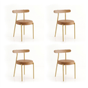 Ver imagem 6 de Cadeira de Jantar Kit 4 Lizzie Base Tubular Dourado Encosto Castanho PU D03 - D'Rossi