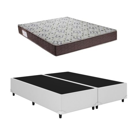 Cama Base Box Casal Bipartido Branco Colchão Iso 150 D45 - Ortobom