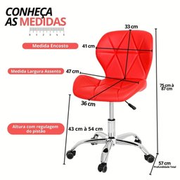 Cadeira de Escritório com Base Giratória Estofada Slim Vegas - 3