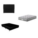 Ver imagem 1 de Cama Box + Cabeceira Suede Preto Mais Colchão Macio Casal - Probel