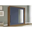Ver imagem 1 de Guarda Roupa Casal 2 Portas de Correr (1 C/ Espelho) e 2 Gavetas Valência Freijo/azul - Politorno