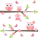 Ver imagem 2 de Adesivo de Parede Infantil Coruja Rosa Borboletas Galho Quarto Menina Bebe