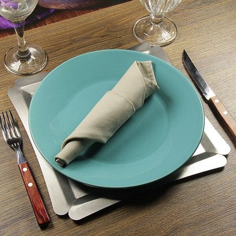 Sousplast Quadrado - 27x27 Cm - Inox Escovado