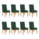 Ver imagem 1 de Kit 8 Cadeiras de Jantar Brisa Suede Base de Madeira - Pallazio Cor:Verde