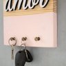 Porta-Chaves Em Pinus Rosa Amor 17Cm - 3