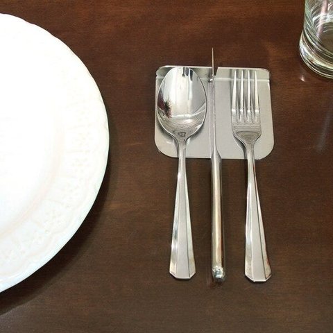 Apoio de Talheres de Mesa - Quadrado - Inox Escovado