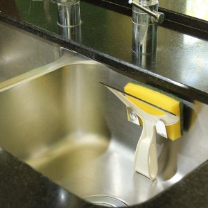 Suporte de Bucha e Rodinho de Pia com Ventosa - Inox