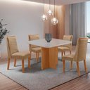 Ver imagem 1 de Mesa de Jantar Olímpia 90 cm Tampo MDF Vidro Canto Copo com 4 Cadeiras Carolina