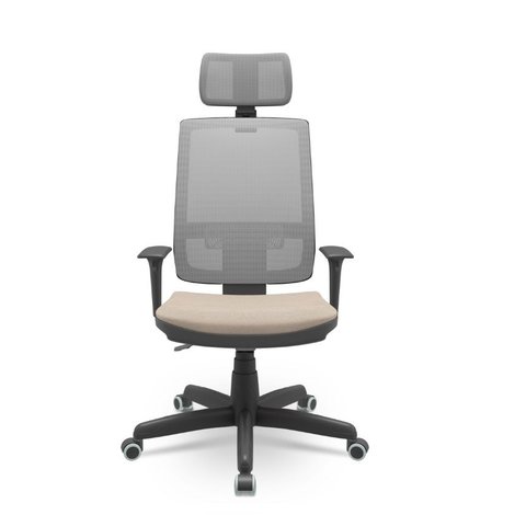 Cadeira Presidente Brizza Plaxmetal Tela Cinza Base Standard Back System Assento Fendi T87