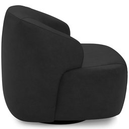Poltrona Decorativa Orgânica Giratória para Sala Living Barolo L06 Couro Preto - Lyam Decor - 6