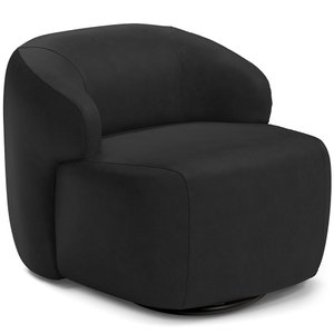 Poltrona Decorativa Orgânica Giratória para Sala Living Barolo L06 Couro Preto - Lyam Decor