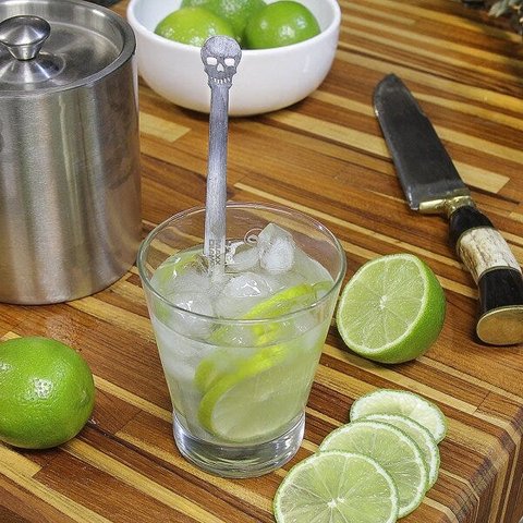 Mexedor de Drinks e Sucos - Bar - Caveira - Inox - 2 Peças