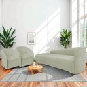 Ver imagem 2 de Kit Sofá Curvo França 200cm L.e e 2 Poltronas Luiza Max Conforto, Bouclé Verde Oliva