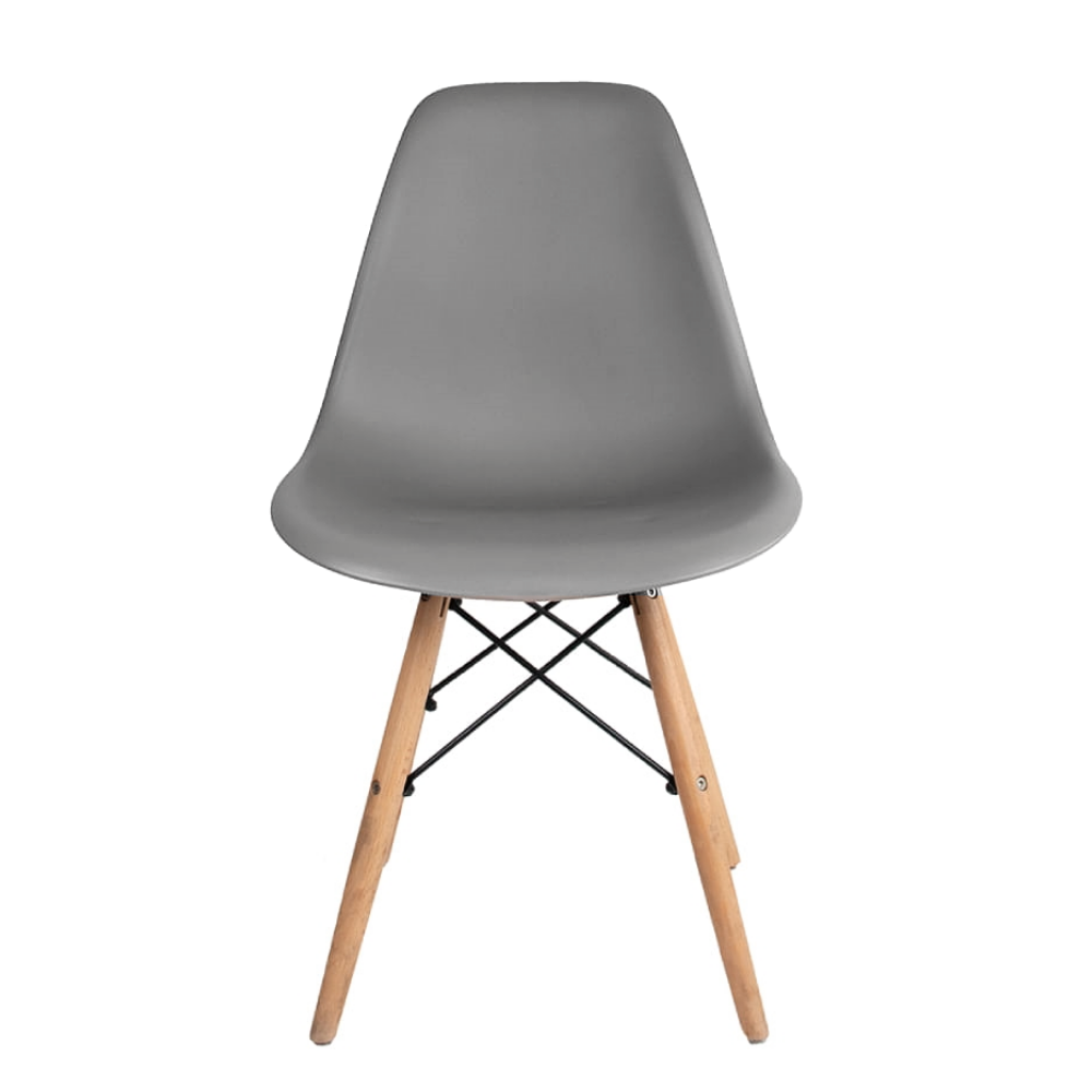 Cadeira Quarto Escritório Sala Charles Design Eames Eiffel Wood - Cinza - 1