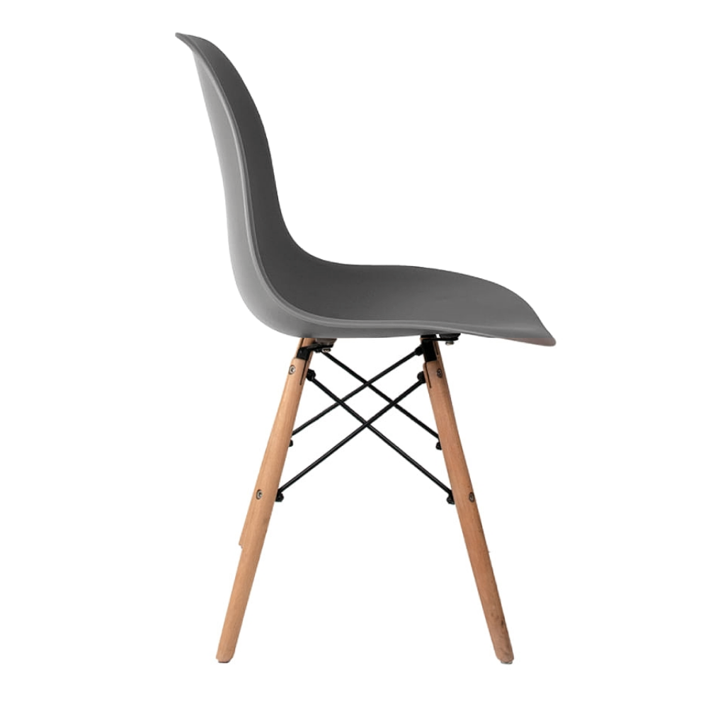 Cadeira Quarto Escritório Sala Charles Design Eames Eiffel Wood - Cinza - 4
