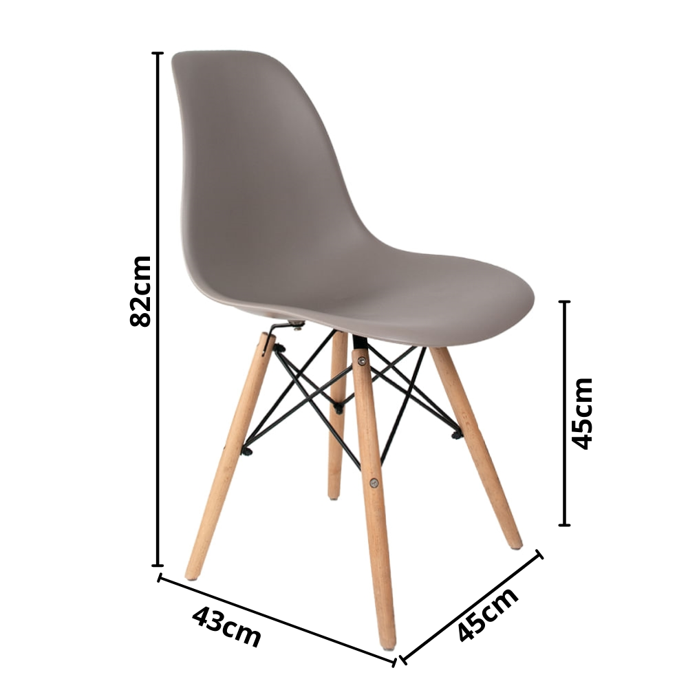 Cadeira Quarto Escritório Sala Charles Design Eames Eiffel Wood - Cinza - 3
