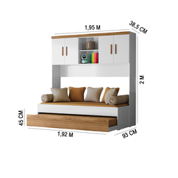 Bicama com Ponte 4 Portas Flex 3842 Branco Nature - Peternella - 3