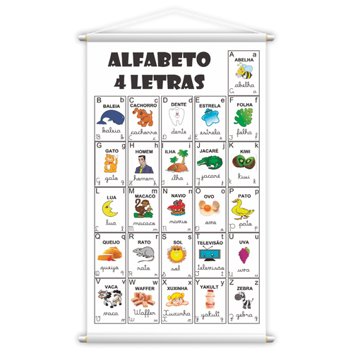 Banner Pedagógico Kit 3 und - Alfabeto 4 Tipos de Letras + Tabuada da  Multiplicação + Tabuada da Divisão