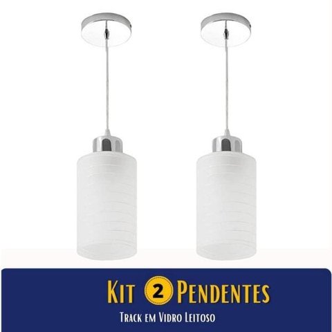 Kit 2 Pendentes/Luminárias Track em Vidro Leitoso 1xE27 - Startec