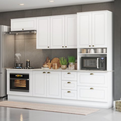 Cozinha Compacta Americana 8 Portas 5 Gavetas Branco - Henn