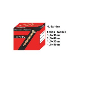 Parafuso para Madeira Cabeça Chata Phillips 4,0 X 40mm - 500 Unidades Bicromatizado