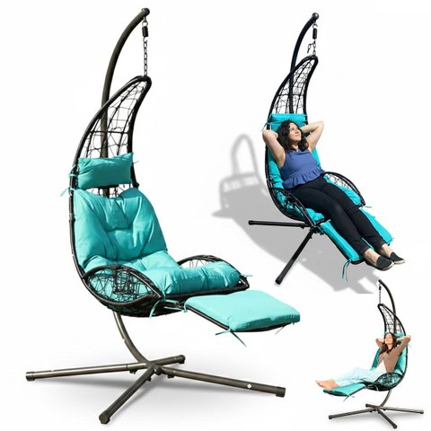 Cadeira Balanço Espreguiçadeira Meia Lua Piscina Area Lazer Jardim Varanda Quintal Acolchoada Confor