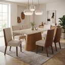 Ver imagem 2 de Mesa de Jantar Tampo Vidro 200cm 8 Lugares Canto Curvo Melina H02 - D'Rossi Nature/Off White