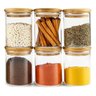 Kit 6 Potes Vidro Tampa Bambu Porta Mantimentos Hermético - 4
