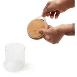 Kit 6 Potes Vidro Tampa Bambu Porta Mantimentos Hermético - 2