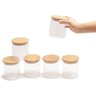 Kit 6 Potes Vidro Tampa Bambu Porta Mantimentos Hermético - 6
