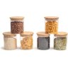 Kit 6 Potes Vidro Tampa Bambu Porta Mantimentos Hermético - 1