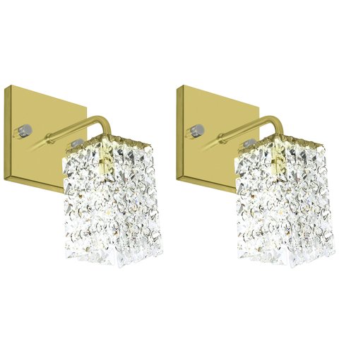 Kit 2 Arandelas De Cristal Legitimo Clearwall Dourada