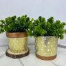 Conjunto vaso de cerâmica artesanal com estampa geométrica - 2