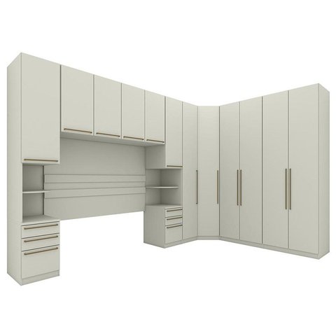 Quarto Modulado Casal Seletto 7 Peças Areia - Móveis Henn