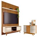 Ver imagem 1 de Estante Home Theater com Bancada Suspensa Milo com Aparador para Sala Buffet Monza Cinamomo Off