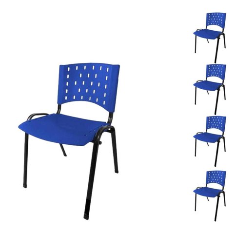 Kit 05 Cadeiras Plásticas 04 Pés - Cor Azul - 24002
