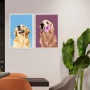 Ver imagem 1 de Kit 2 Quadros Artes Golden Retriever 24x18cm:moldura Branca