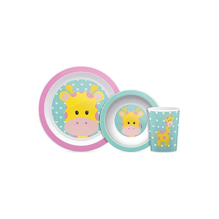 Kit Refeição Prato Bowl Copo Infantil Animal Fun Buba Bebê Girafa