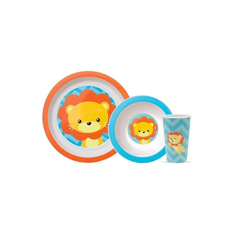 Kit Refeição Prato Bowl Copo Infantil Animal Fun Buba Bebê Leao