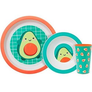 Kit Refeição Bebê Frutti com Copo Prato Bowl Buba Baby Frutas Abacate