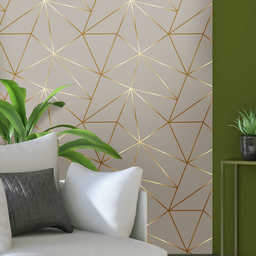 Papel de Parede para Quarto Casal e Sala Fendi Fio Gold 3m - 5