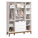 Ver imagem 5 de Cômoda com Porta e Guarda Roupa Infantil Classic Elfe Branco Acetinado Amadeirado - Reller