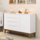 Ver imagem 2 de Cômoda com Porta e Guarda Roupa Infantil Classic Elfe Branco Acetinado Amadeirado - Reller